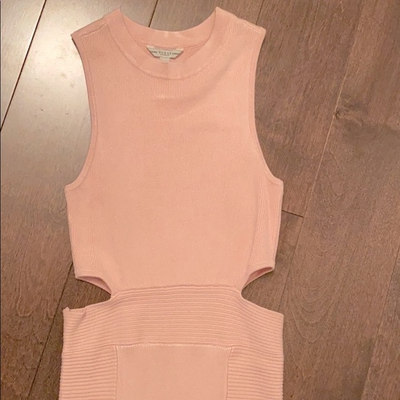 Bodycon Midi Cut Out Guess Dress Faint Pink - Picture 2 of 4